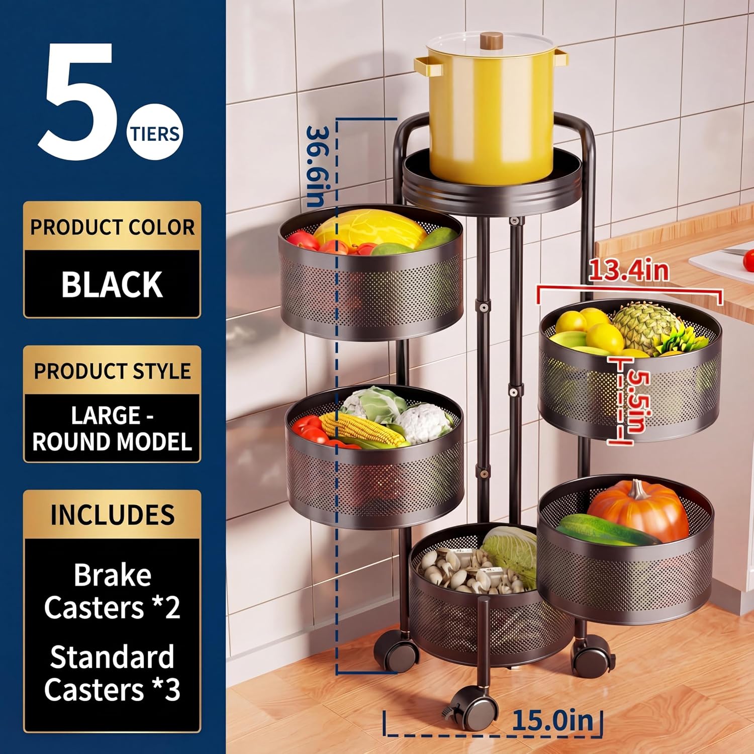Food Storage With Wheels - Étagère de rangement de cuisine rotative