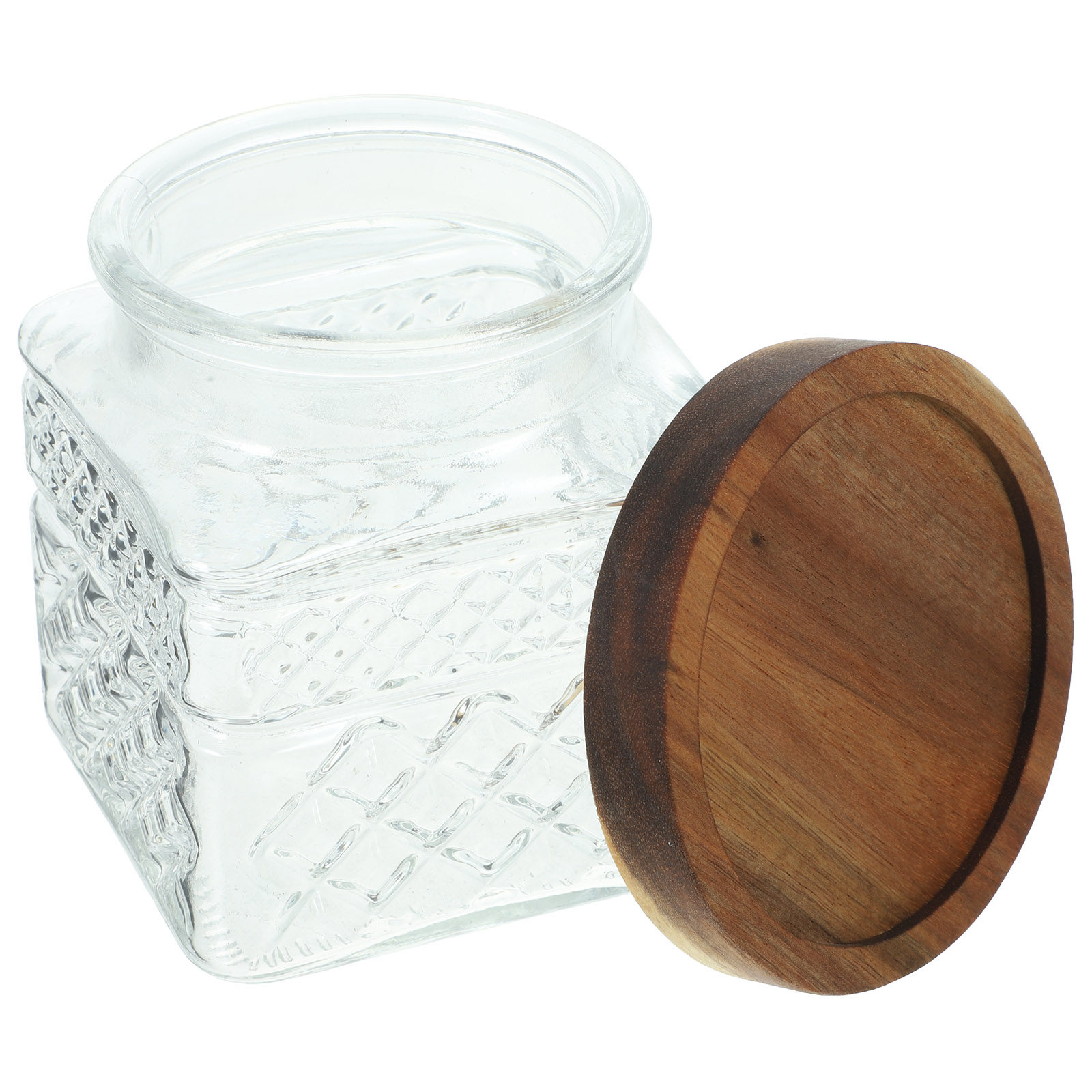 Food Storage Jars With Wooden Lids - Pot de stockage en verre, boîte