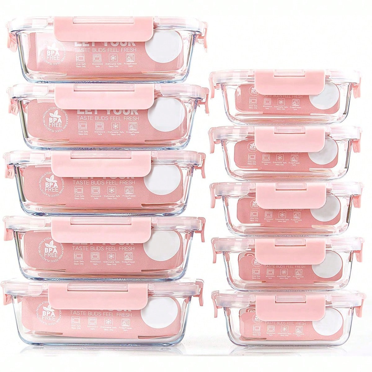 Food Storage Boxes With Lids - Lot de 10 récipients en verre