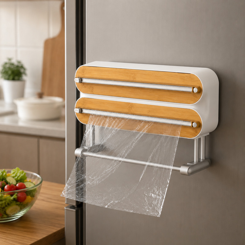 Food Storage Organization - Distributeur de film alimentaire magnétique, coupe-film,
