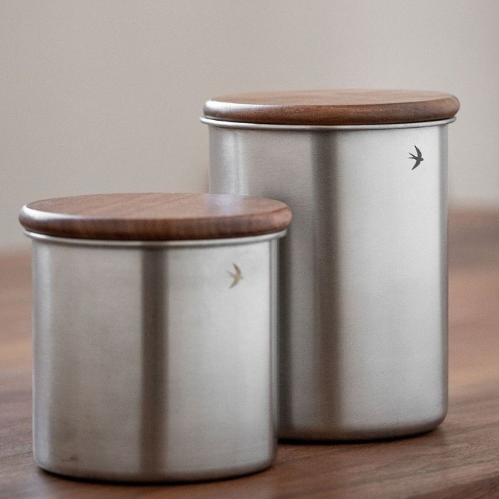 Food Storage Jars With Wooden Lids - Nouveau pot à matcha en acier