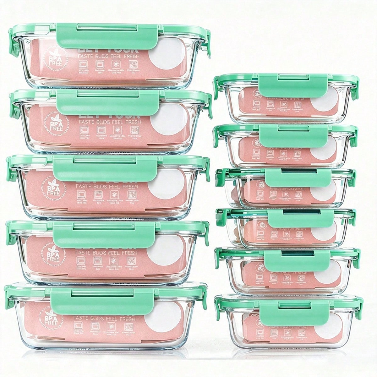 Food Storage Prep Containers - Lot de 10 récipients en verre