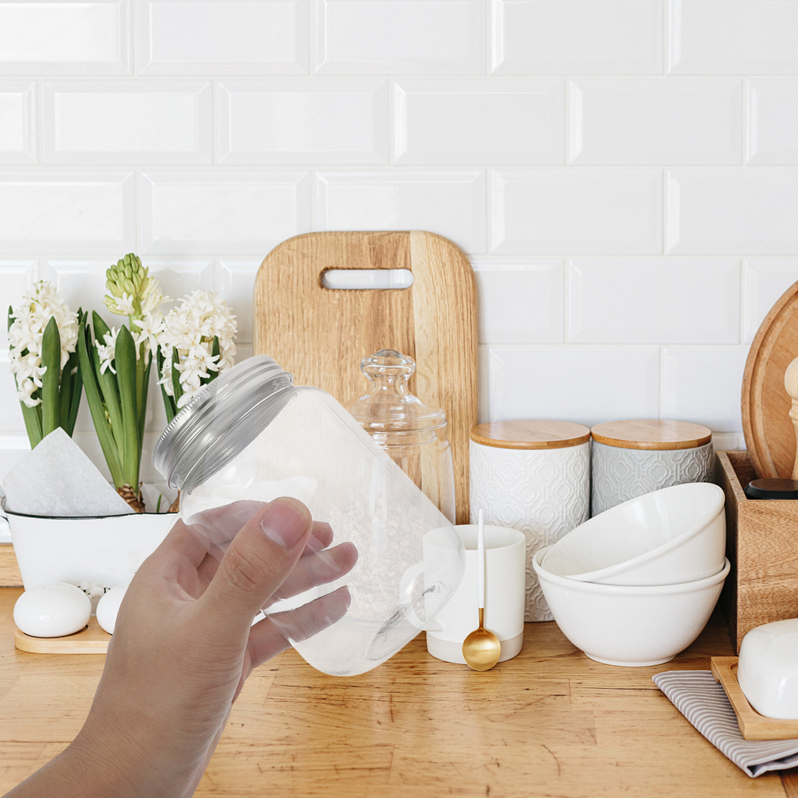 4 pots en plastique transparen - Food Storage Jars With Lids avis et prix