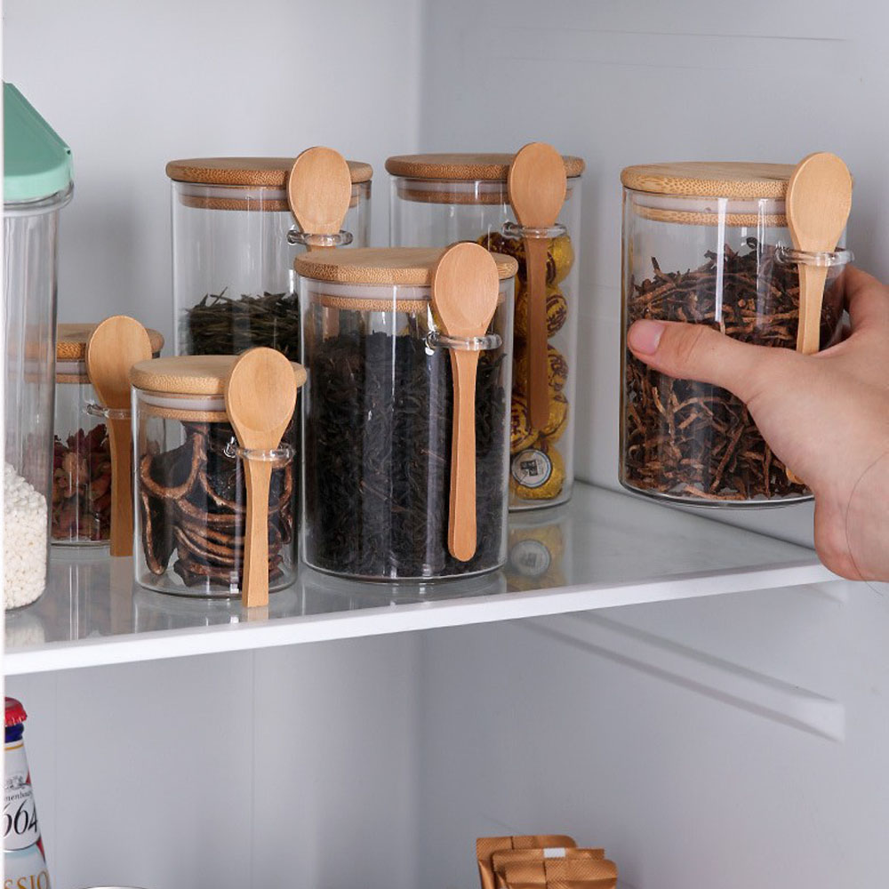 Contenants en plastique hermét - Food Storage Jars With Wooden Lids avis et prix