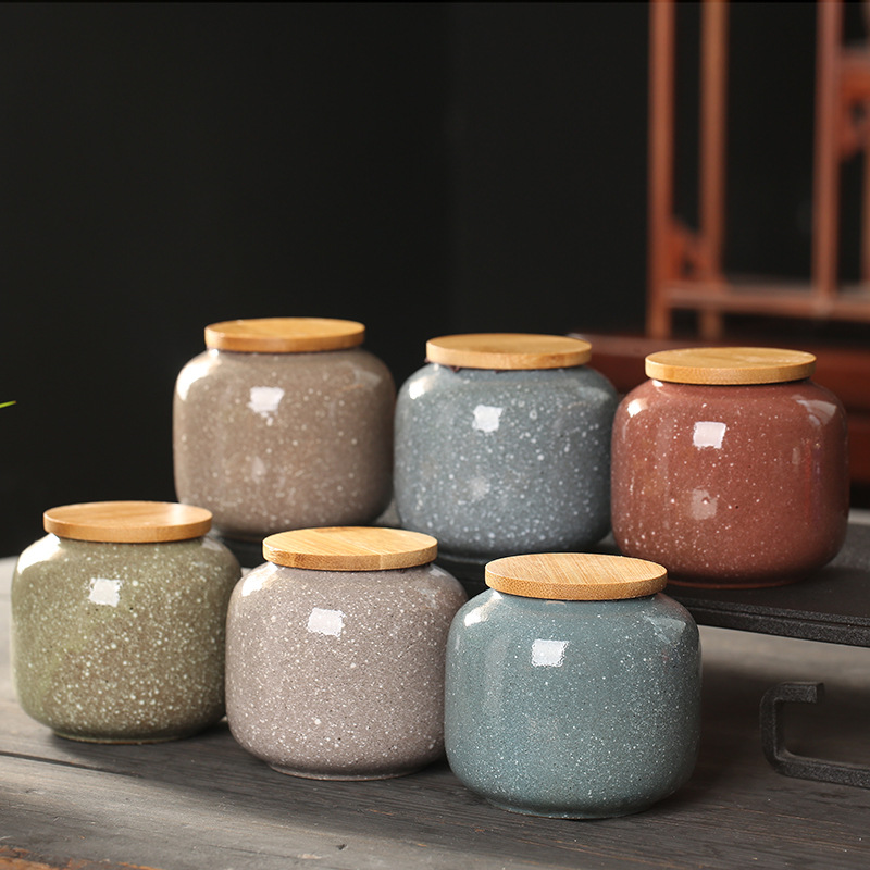 Mini pot en céramique avec cou - Food Storage Jars With Wooden Lids avis et prix