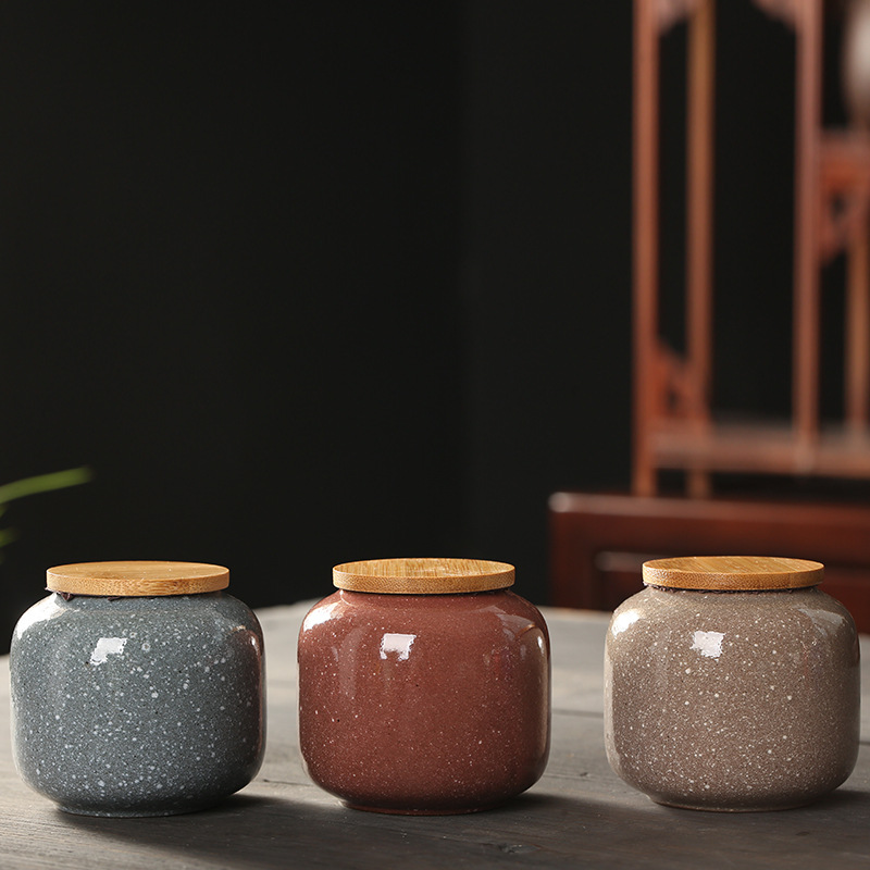 Mini pot en céramique avec cou - Food Storage Jars With Wooden Lids avis et prix