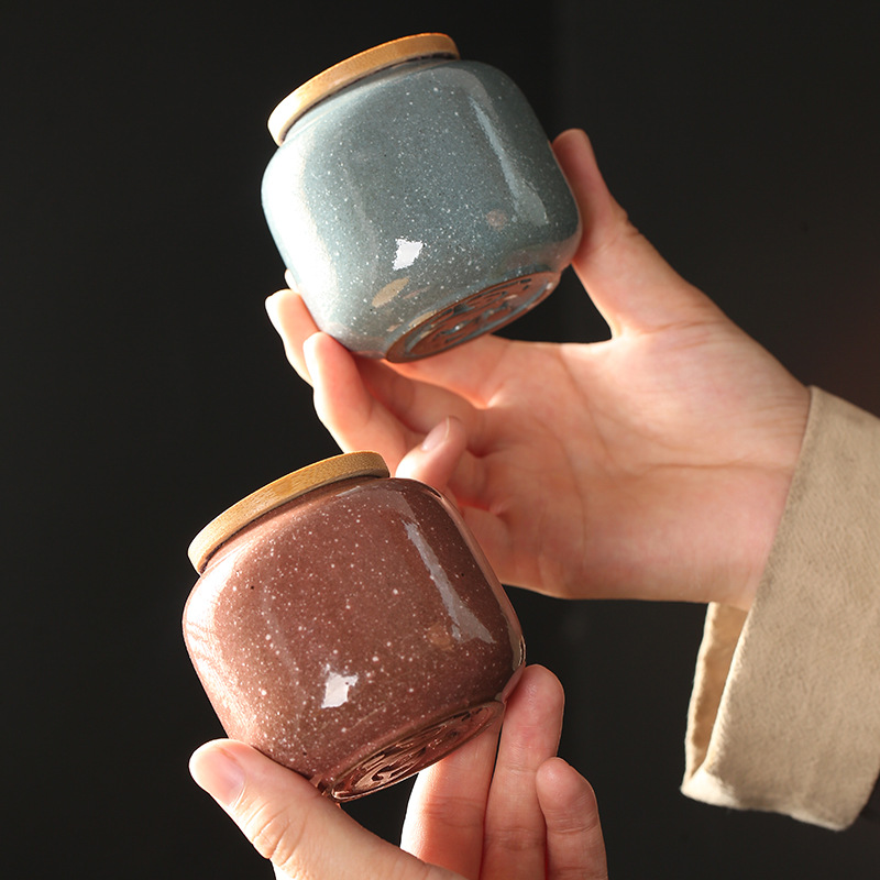 Mini pot en céramique avec cou - Food Storage Jars With Wooden Lids avis et prix