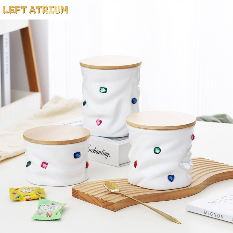 Pot en céramique orné de pierr - Food Storage Jars With Wooden Lids avis et prix