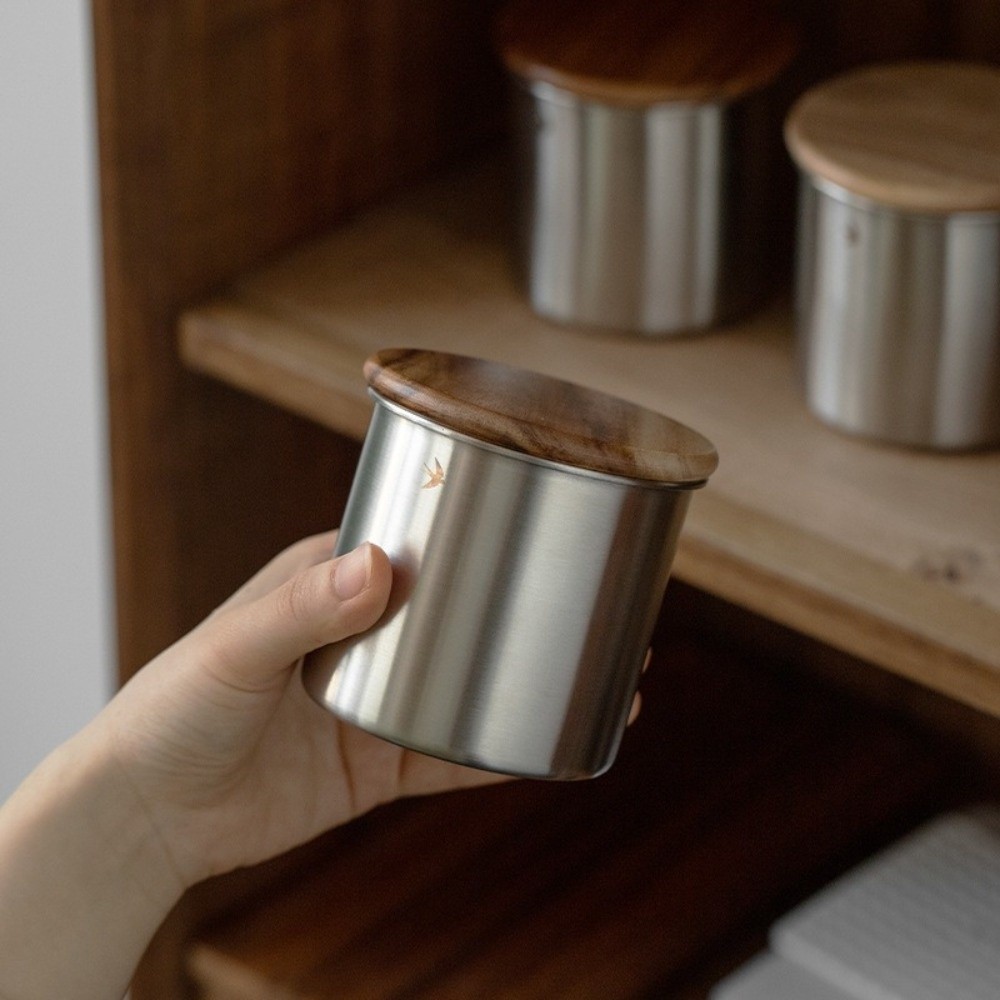 Nouveau pot à matcha en acier  - Food Storage Jars With Wooden Lids avis et prix