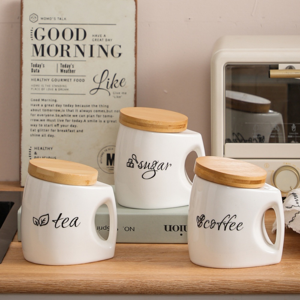 Pot de rangement en céramique  - Food Storage Jars With Wooden Lids avis et prix