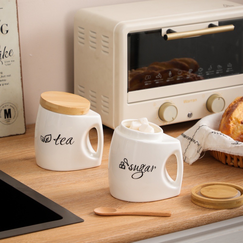 Pot de rangement en céramique  - Food Storage Jars With Wooden Lids avis et prix