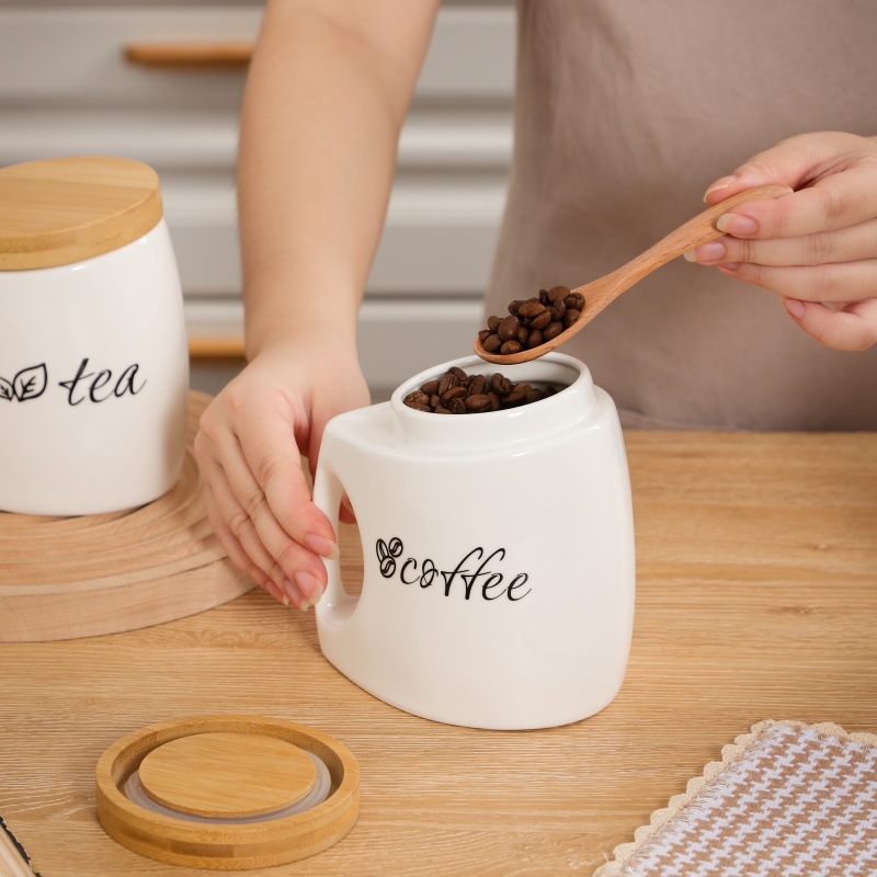 Pot de rangement en céramique  - Food Storage Jars With Wooden Lids avis et prix