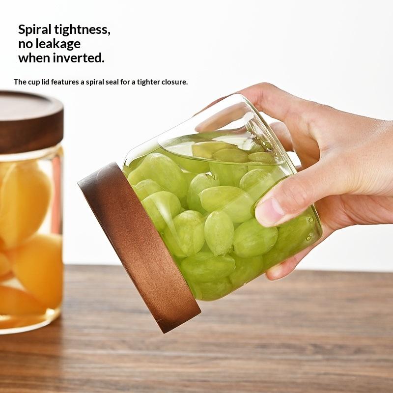 Récipient en verre transparent - Food Storage Jars With Wooden Lids avis et prix