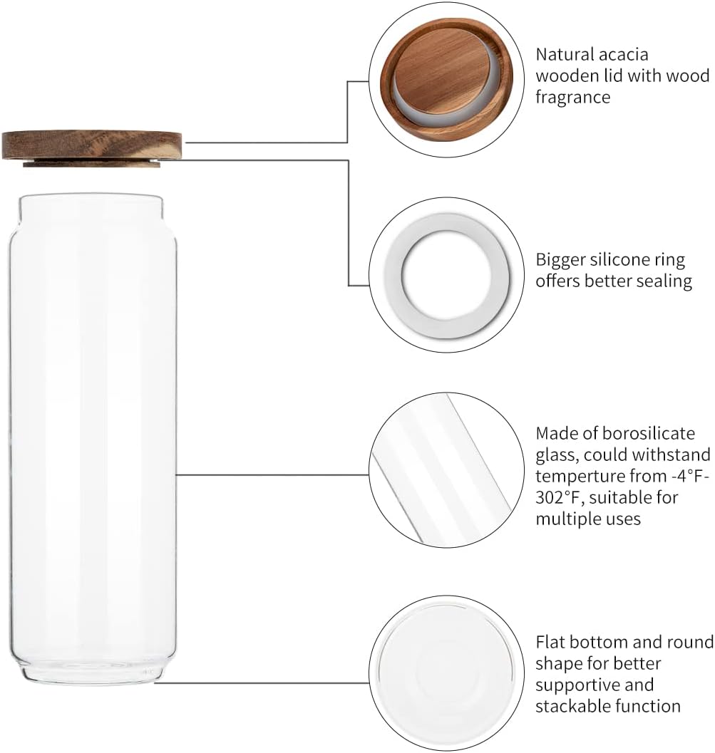 Lot de 4 bocaux en verre de 34 - Food Storage Jars With Wooden Lids avis et prix