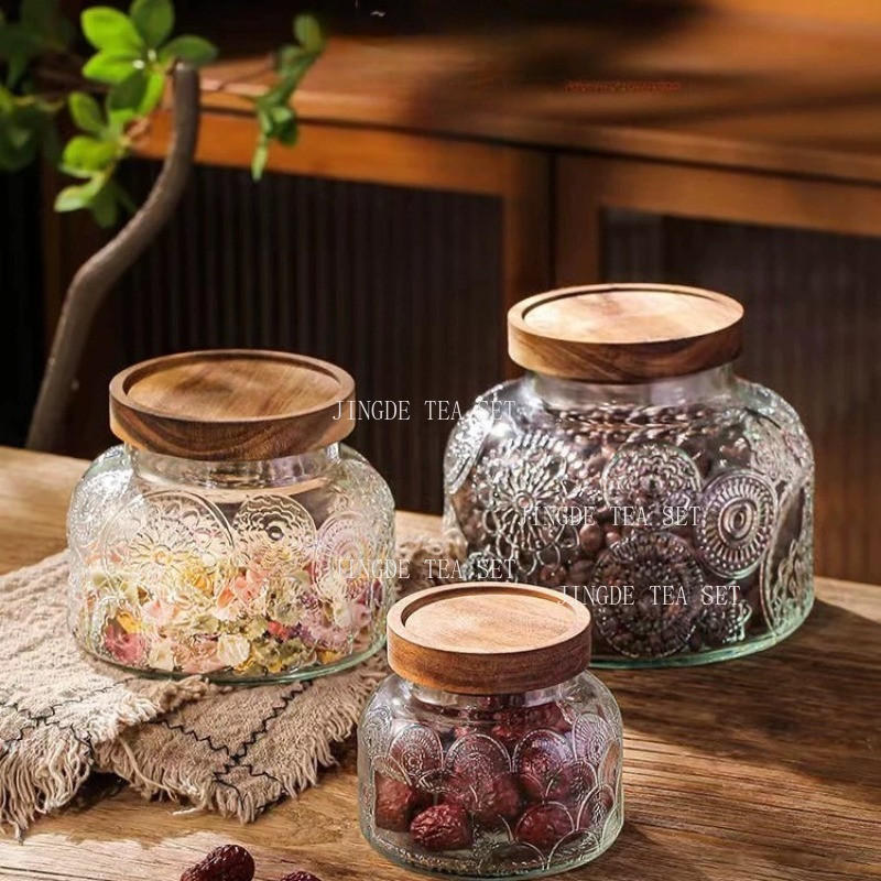 Pot de conservation en verre g - Food Storage Jars With Wooden Lids avis et prix