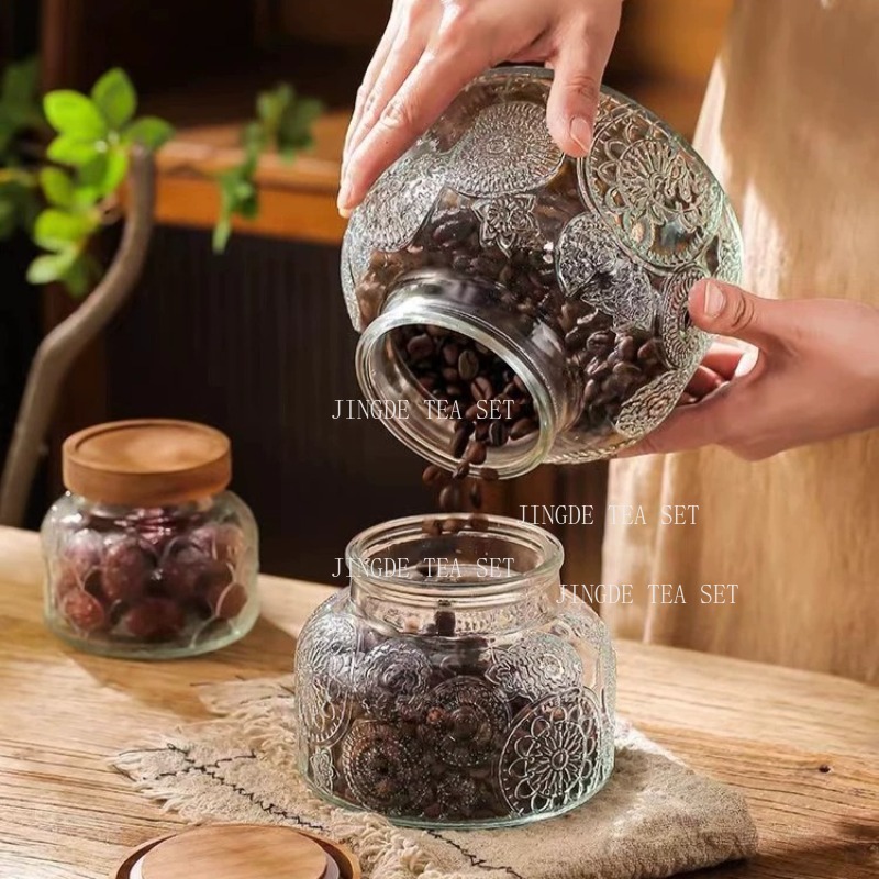Pot de conservation en verre g - Food Storage Jars With Wooden Lids avis et prix