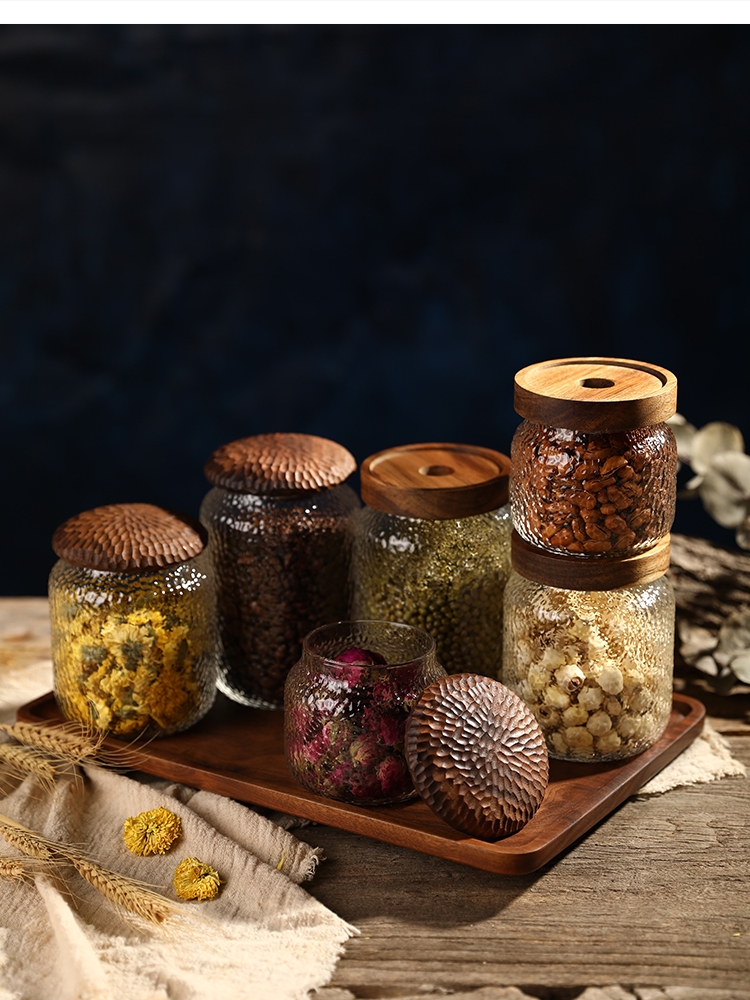 Bouteille de stockage multigra - Food Storage Jars With Wooden Lids avis et prix